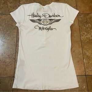 Harley Davidson Women’s Henley Gold Bedazzel Glitter Baby Tee Size Large